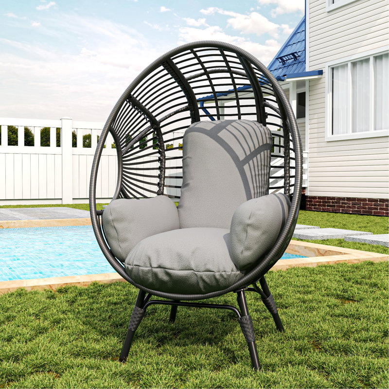 Fauteuil à œufs suspendu à dossier arqué pour l'intérieur et l'extérieur, Gris