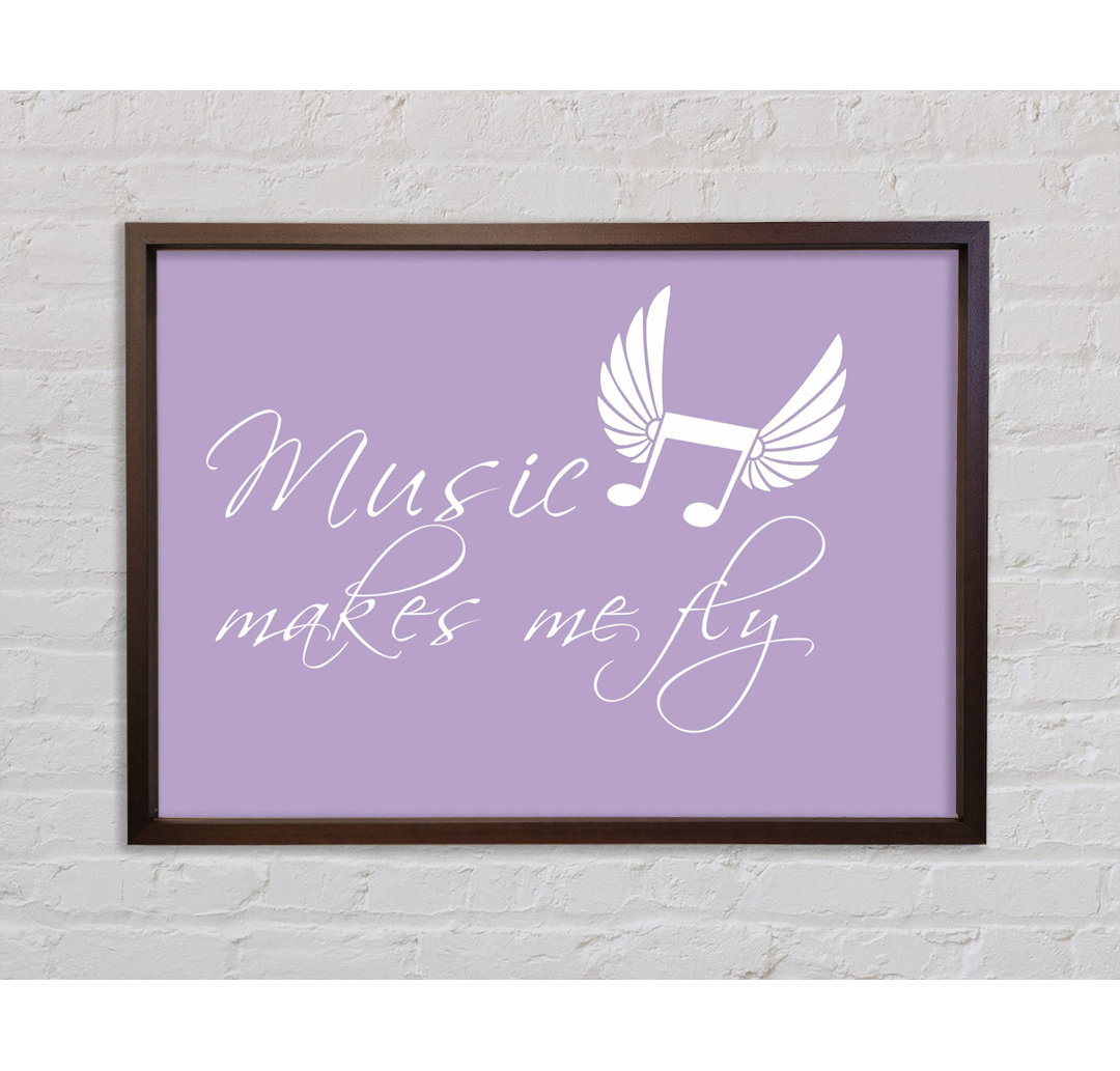 Boys Room Quote Music Makes Me Fly Lilac - Single Picture Frame Typography on Canvas