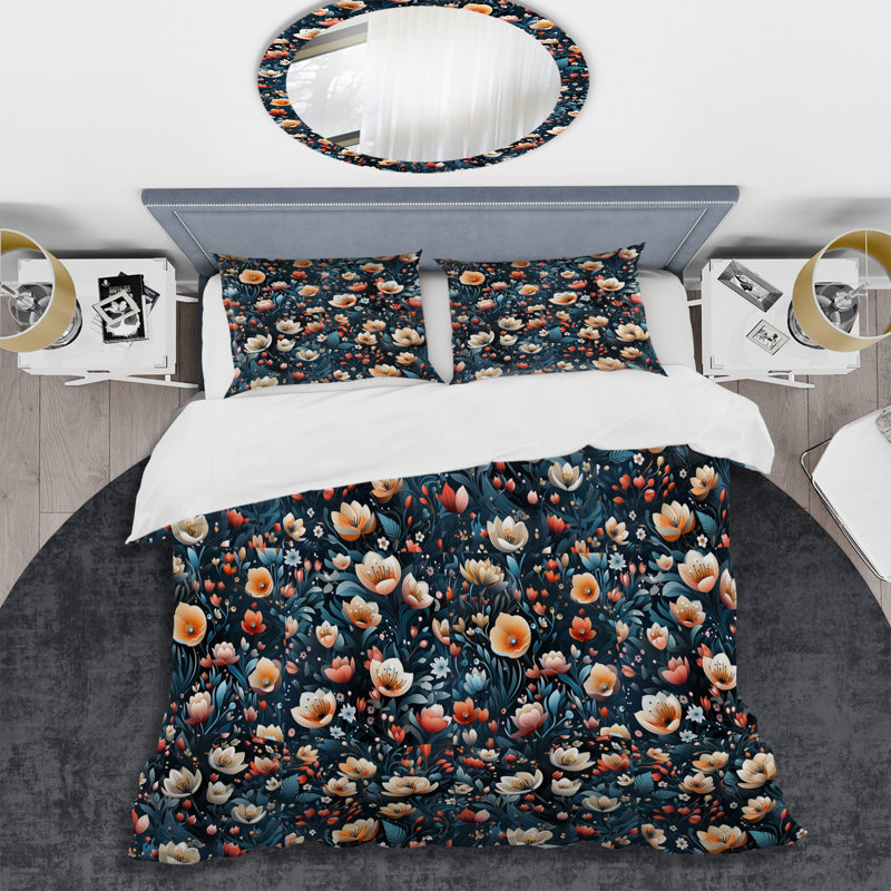 Rahkiem - Floral Duvet Cover Set, King Duvet Cover + 2 King Shams
