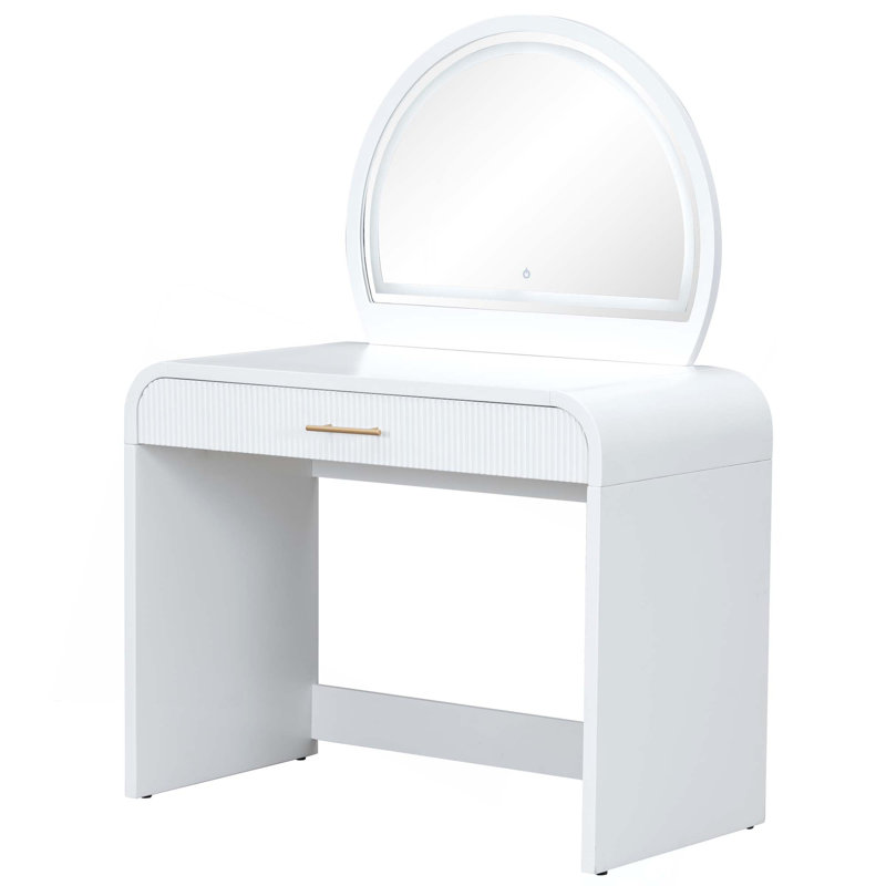 Coiffeuse de 39 po avec miroir et écran tactile, coiffeuse avec tiroir pour chambre à coucher