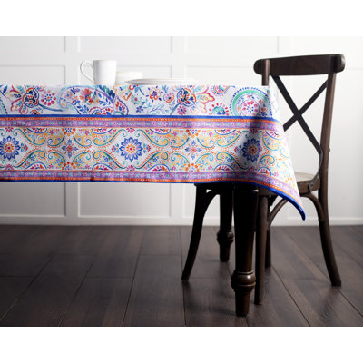 Maison D' Hermine Indian Floral 100% Cotton Tablecloth Kitchen Dining Table Cloth For Square Tables Farmhouse Tabletop Cover For Parties, Wedding Use Spring/Summer (60"X90")