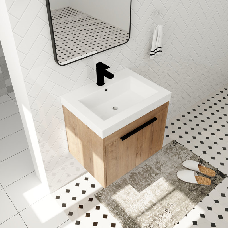 Olus 23.99 " W Free Standing Wall Mounted 1 Single Vanity Bathroom Vanity With Resin Top
