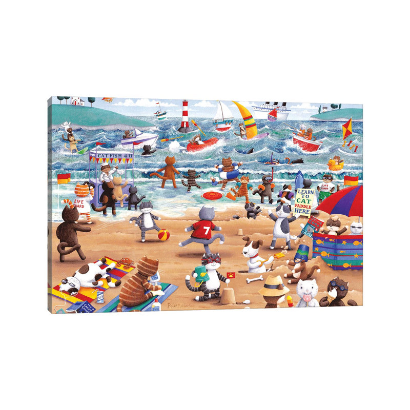 Beach Cats by Peter Adderley - Wrapped Canvas Gallery-Wrapped Canvas Giclée, 101.6 cm H x 66.04 cm W x 3.175 cm D