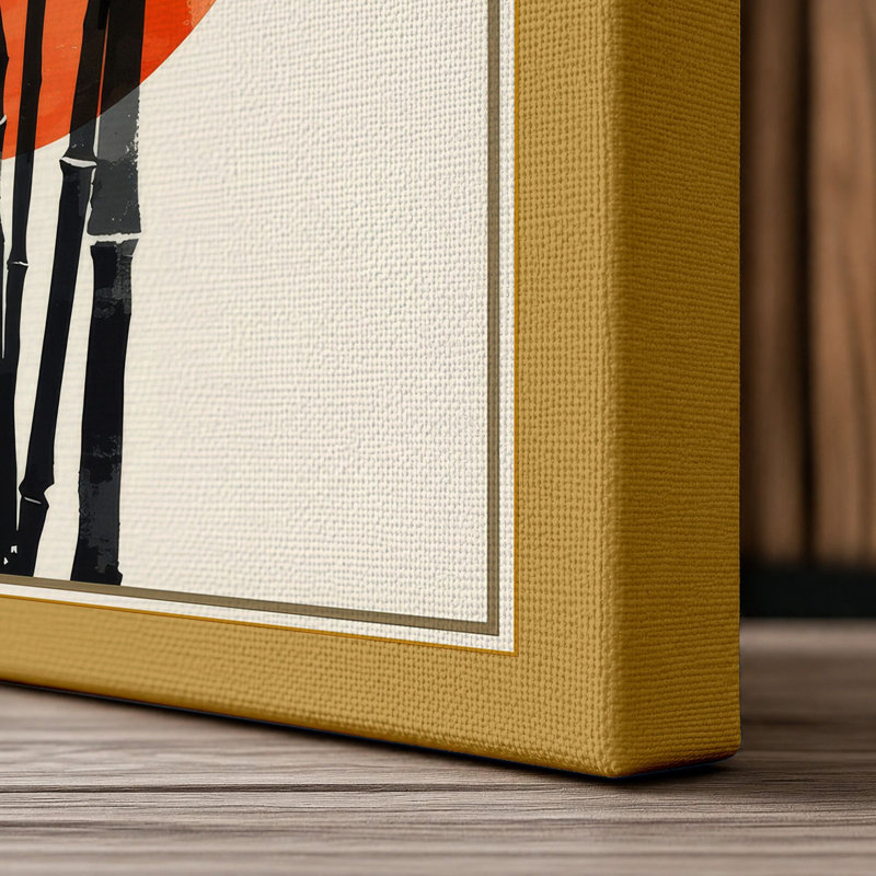Bamboo Under Moon Japandi - Wrapped Canvas, 36x24 - 91.4 x 61.0 cm, Ochre Border