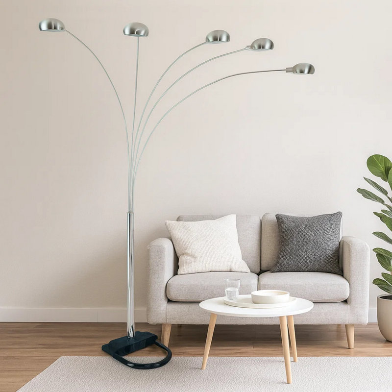 Lampe sur pied à branches 65 "Degenhard, Noir / argent