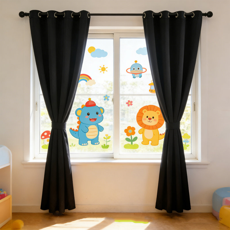 Blackout Curtains for Bedroom, Thermal Insulated Noise Reducing Window Drapes for Living Room, Grommet Top (52W X 36L Inch, Black)