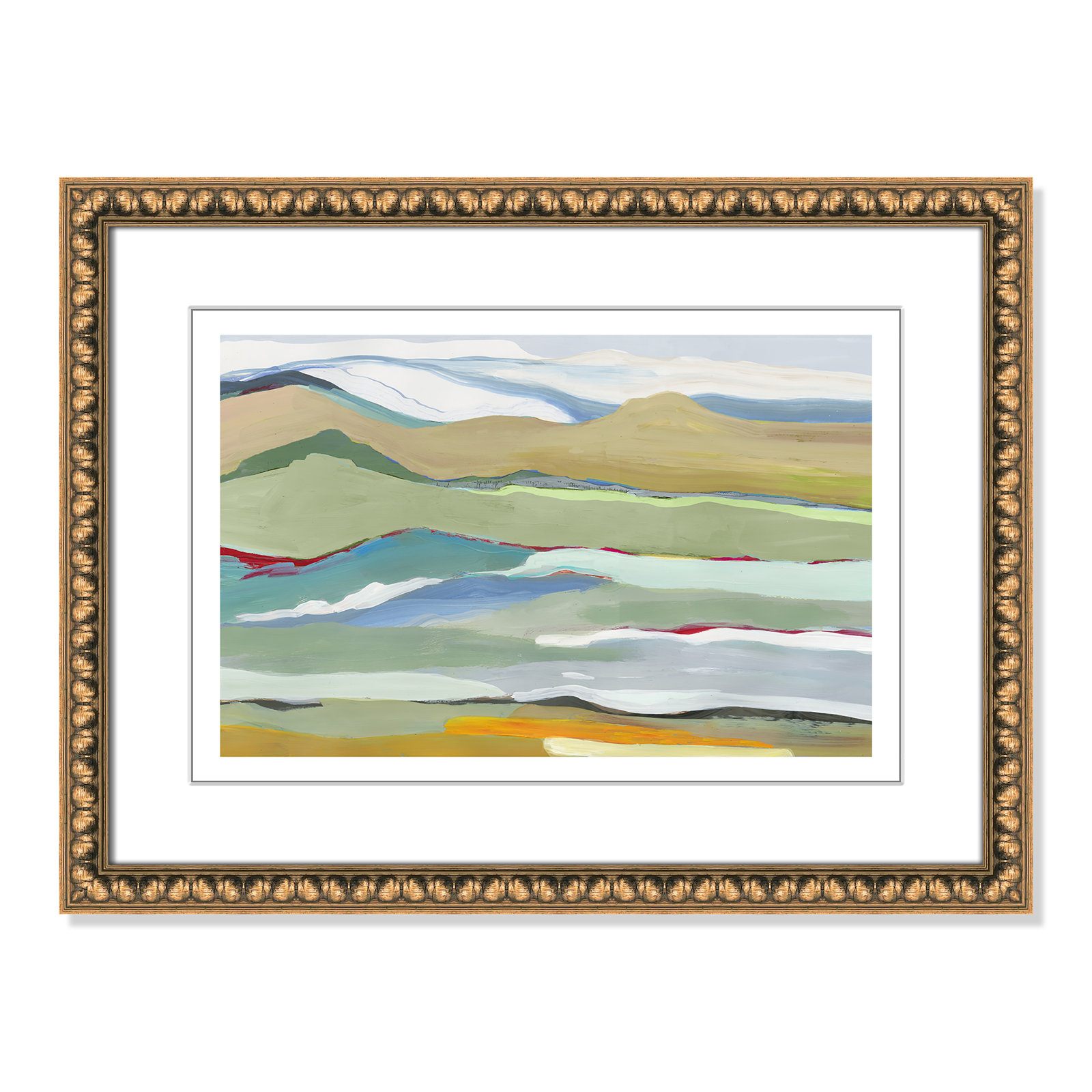 Goodbye Summer on the Hills - Picture Frame Painting, Gold Bead Framed, 18.25" H x 24.25" W x 0.88" D
