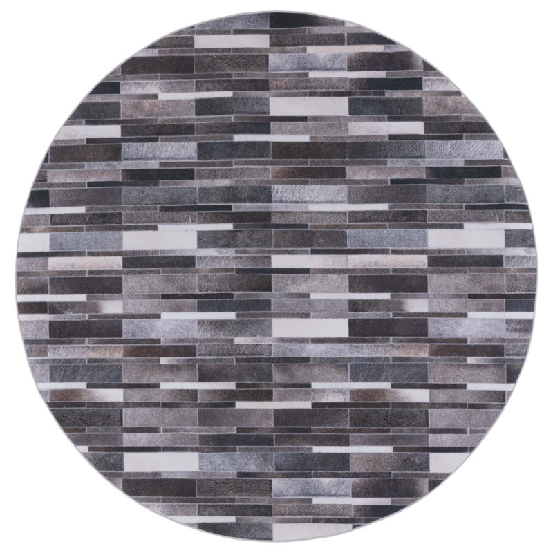 Ashawna Performance Machine Washable Geometric Rug, Round 6'