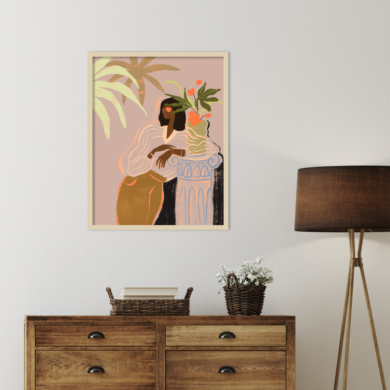 Prudence "Lady in Waiting" Print, 33" H x 26" W, Brown