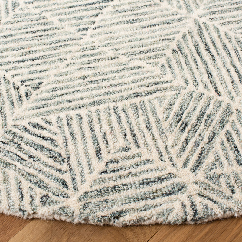 Geometric Hand Woven Area Rug, Round 122cm