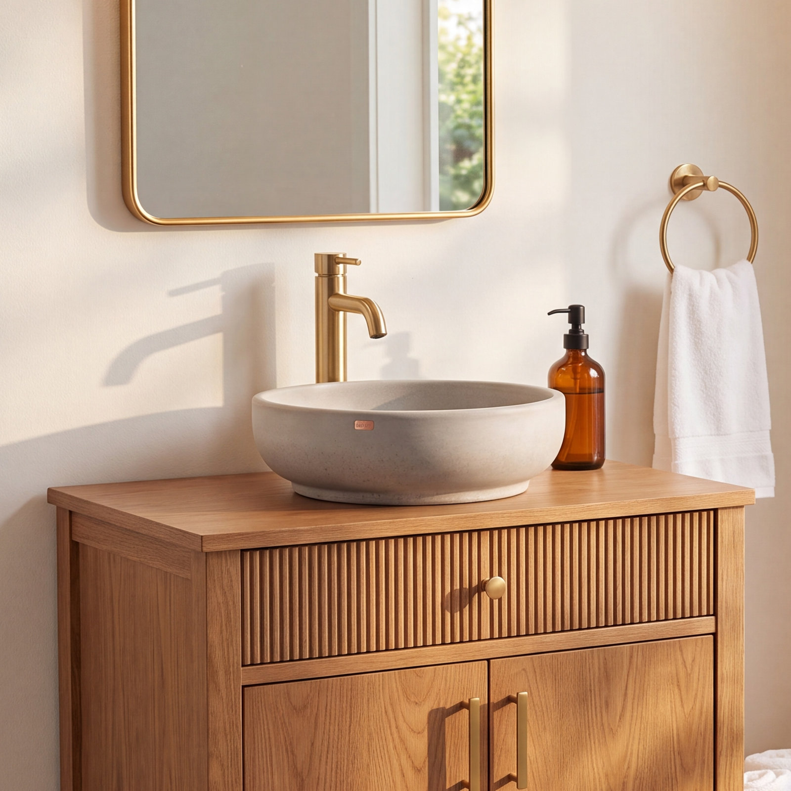 Fladd Round Concrete Vessel Sink, Rain Gray