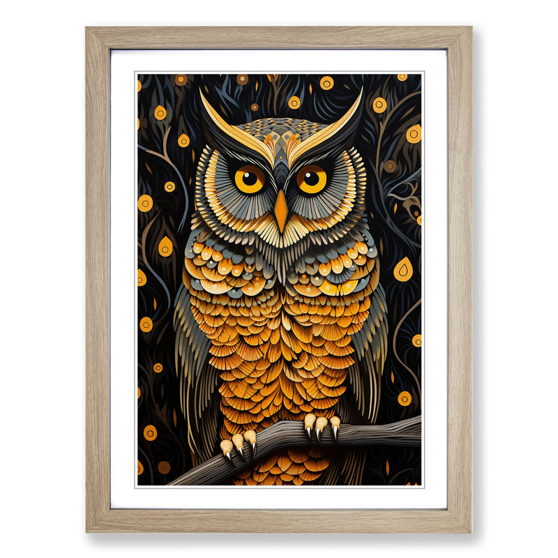 Owl Op No.2 - Framed Print, Oak Framed, 34cm H x 25cm W x 2" D