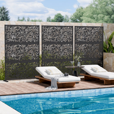 Metal Privacy Screen Fence Panel Bamboo Leave Pattern
