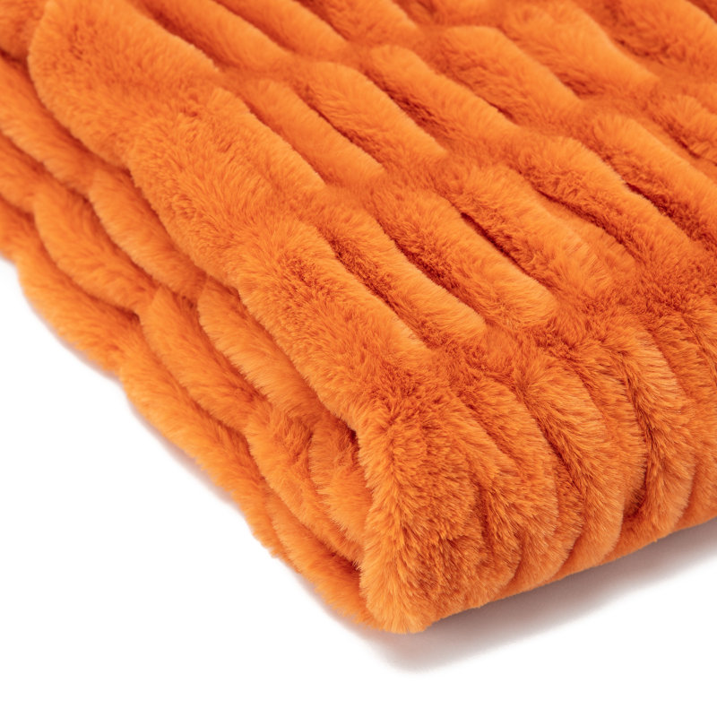 Jeté de lit en fausse fourrure, Orange, Jeté