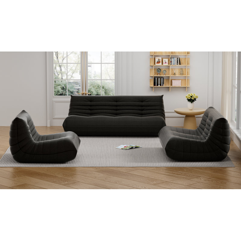 Ensemble de 3 chauffeuses, canapé-lit sur pied, fauteuil à billes d'angle, canapé Tatami, canapé d'angle (canapé, causeuse et fauteuil)