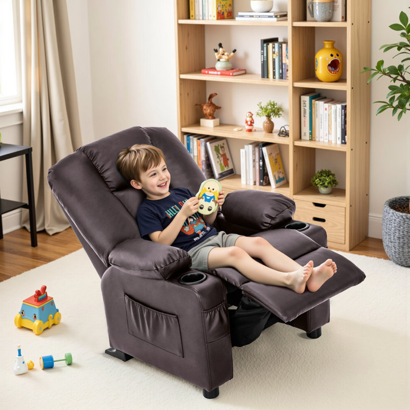 Whitson Children's Recliner Chair, Dark Brown