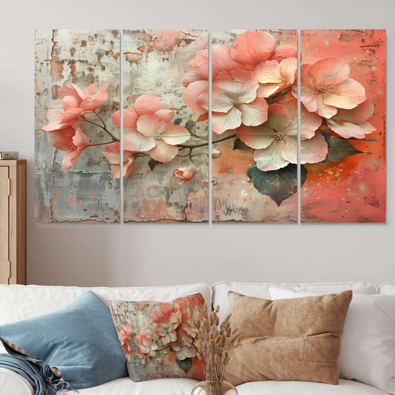«Pink Grey», ensemble d'art sur toile, H 32 po x l 64 po