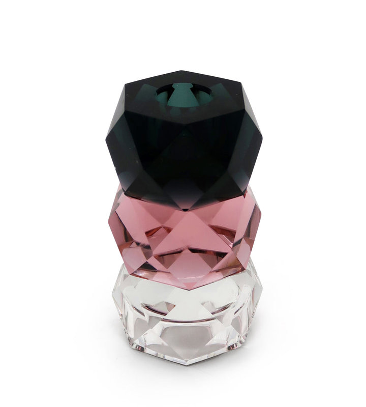 Bougeoirs en cristal tricolores