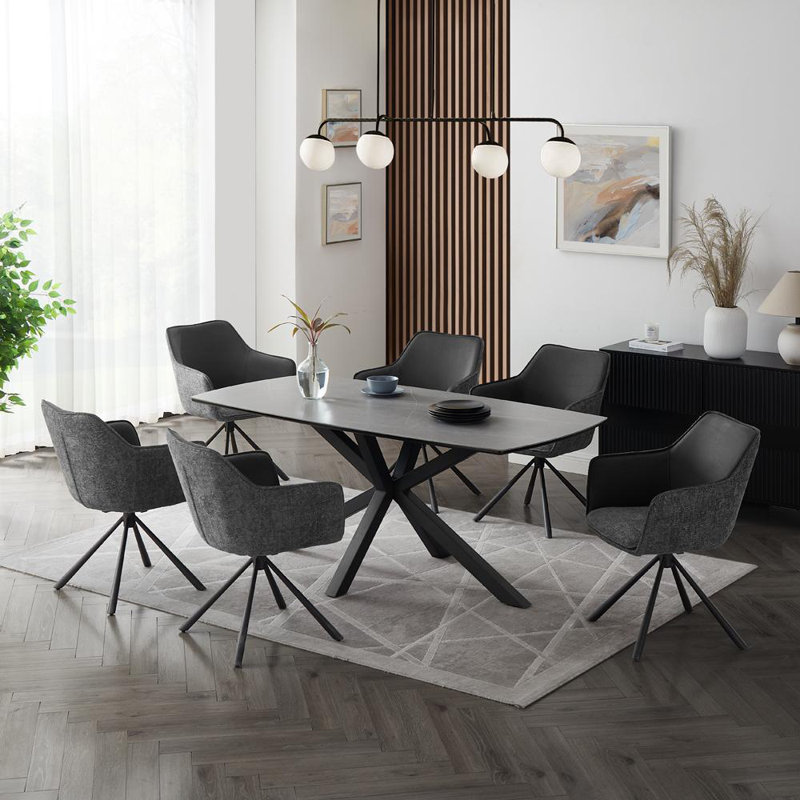 Deanie 6 - Person Dining Set, Green/Gray, 75cm H x 150cm W x 80cm L