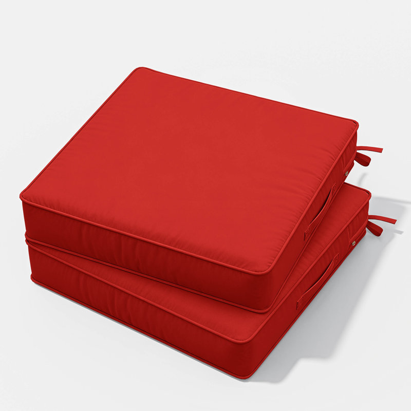 Outdoor Chair Seat Cushions，Water-Resistant Patio Chair Cushions With Handle And Non-Slip Bottom, 19" W x 19" D, Red