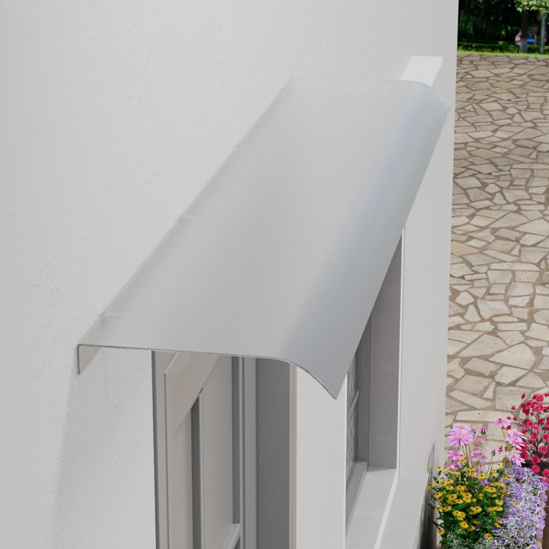 160cm W x 33cm D Door Canopy Window Awning, No Pattern, White