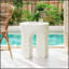 Table d'appoint à plateau rond minimaliste blanc MGO pour l'intérieur et l'extérieur, durable et légère