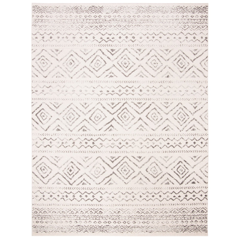 Tapis ivoire / gris Rentschler Southwestern, Rectangle 9 pi x 12 pi