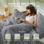 Ensembles d'édredon pour grand lit - 3 pièces de literie en molleton gris clair moelleux, esthétique rayée confortable pour les chambres modernes et les chambres d'amis, décoration intérieure de luxe toutes saisons-105492178-110437409