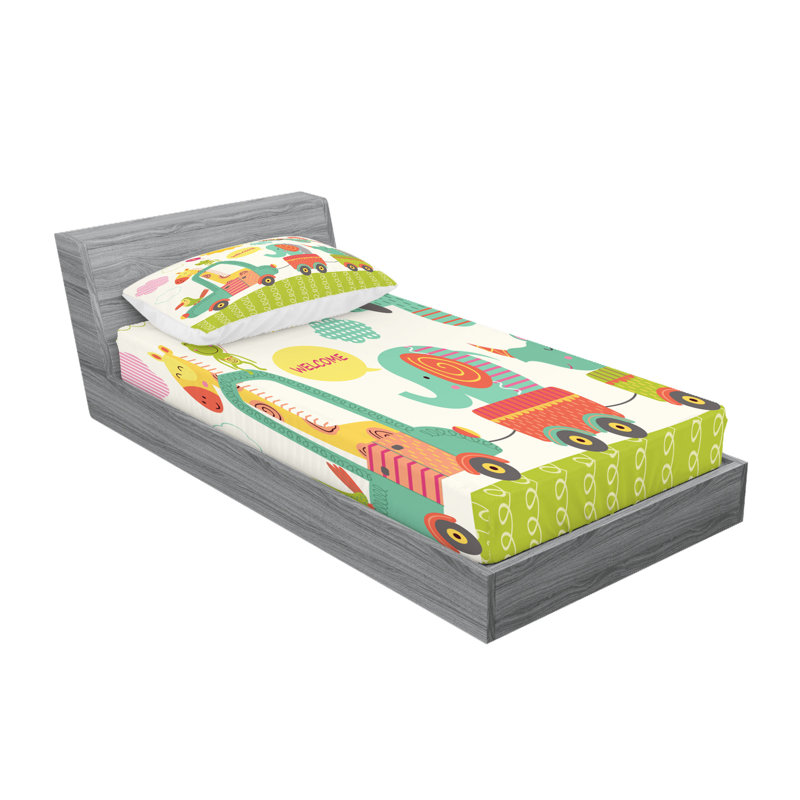 Multicolore ensemble de draps et taies décoratives Ambesonne Jungle, Ensemble de draps pour taille de lit simple TG ave