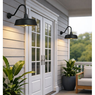 Luminaire de grange murale d'extérieur Bechard Dusk To Dawn