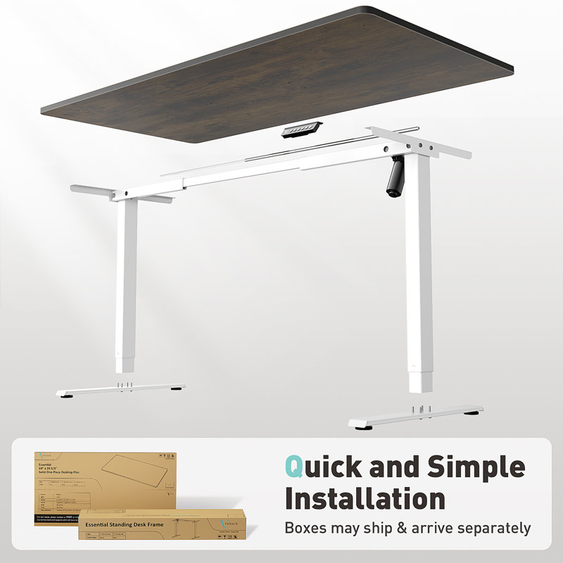  Height Adjustable Standing Desk Plus, Brown/White, 46.3" H x 59" W x 29.5" D
