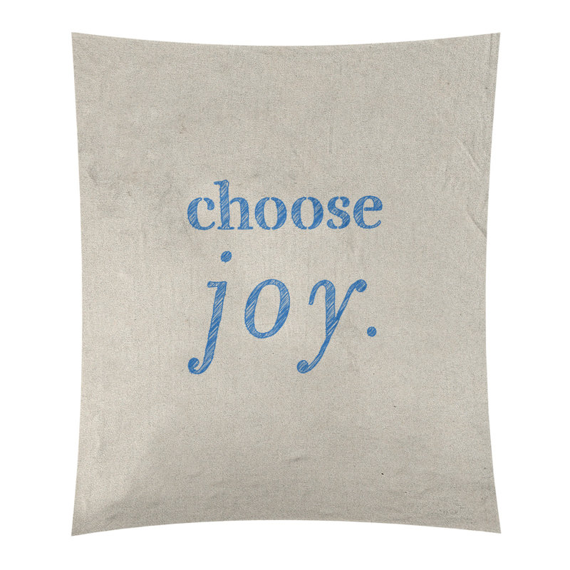 Tapisserie de polyester, choisir la joie citation, H 27,5 po x l 37,5 po, Blanc / Bleu