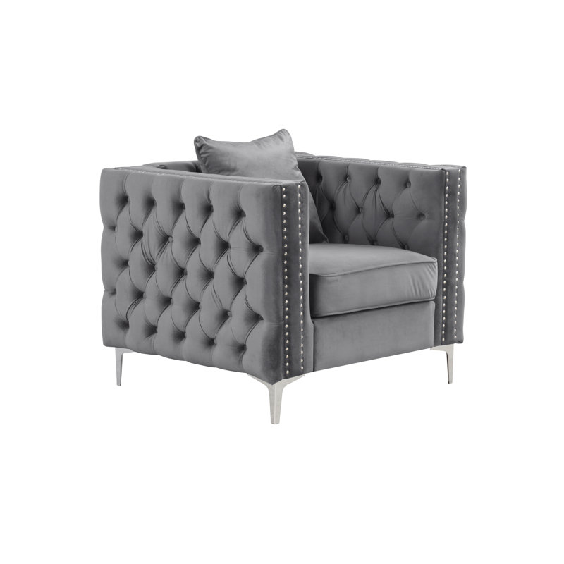 Martens Velvet Armchair, Gray Velvet