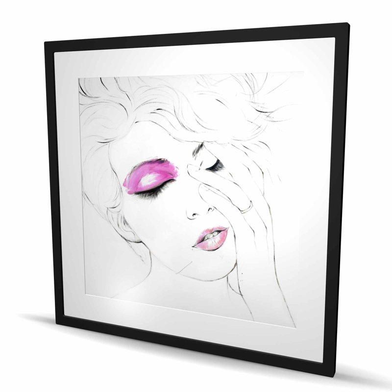 Rose maquillage - Imprimé mat contemporain encadré femme | Décoration