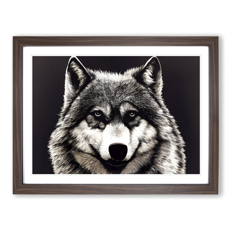 Face Of The Wolf Vol.4 - Single Picture Frame Painting, 46cm H x 64cm W x 2cm D, Walnut