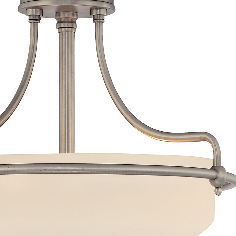 Ampelio Glass Semi Flush Mount, Antique Nickel, 12" H x 17" W x 17" D