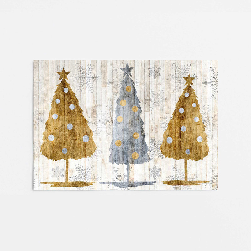 Imprimé d'arbres de Noël métalliques, Papier, H 11 po x l 14 po x P 0,1 po