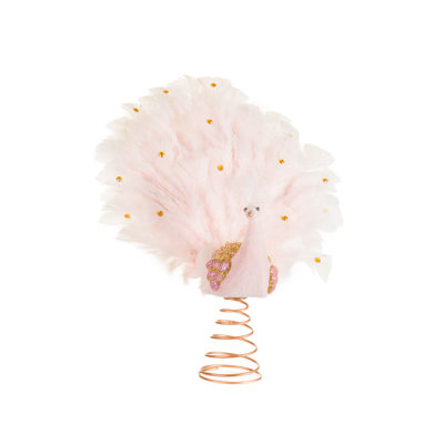 Baby Pink Feathered Peacock Tree Topper