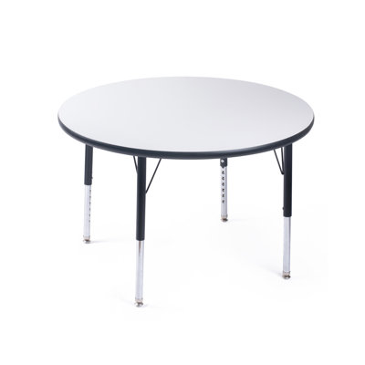 Table d'activités 36 à rebord noir arrondi - pieds noirs réglables de 21 à 30