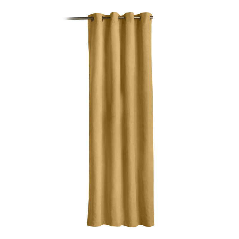 Nalaiyah Velvet Chenille Thermal Eyelet Ring Top Door Curtain, Yellow