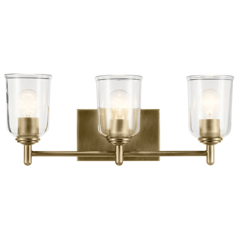 21" 3-Light Vanity Light with Clear Glass, Brass