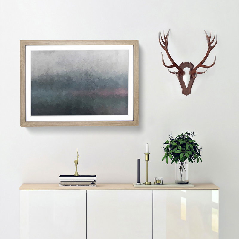 Metal Paradise in Abstract - Picture Frame Painting Print, 27cm H x 36cm W x 2cm D, Oak Framed