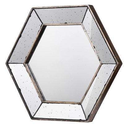 Miroir mural hexagonal traditionnel 21 po x 18 po à finition argentée traditionnelle, ornez votre salon, votre entrée, votre chambre à coucher, votre décor