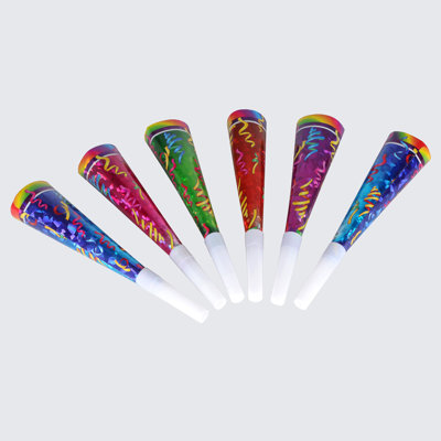 Prismatic Party Horns - 8" - Pack of 12