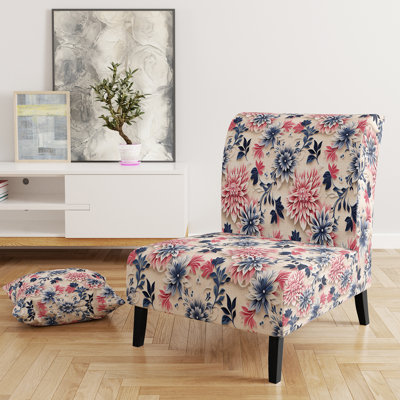 Fauteuil de chambre rembourré bleu, rose et blanc