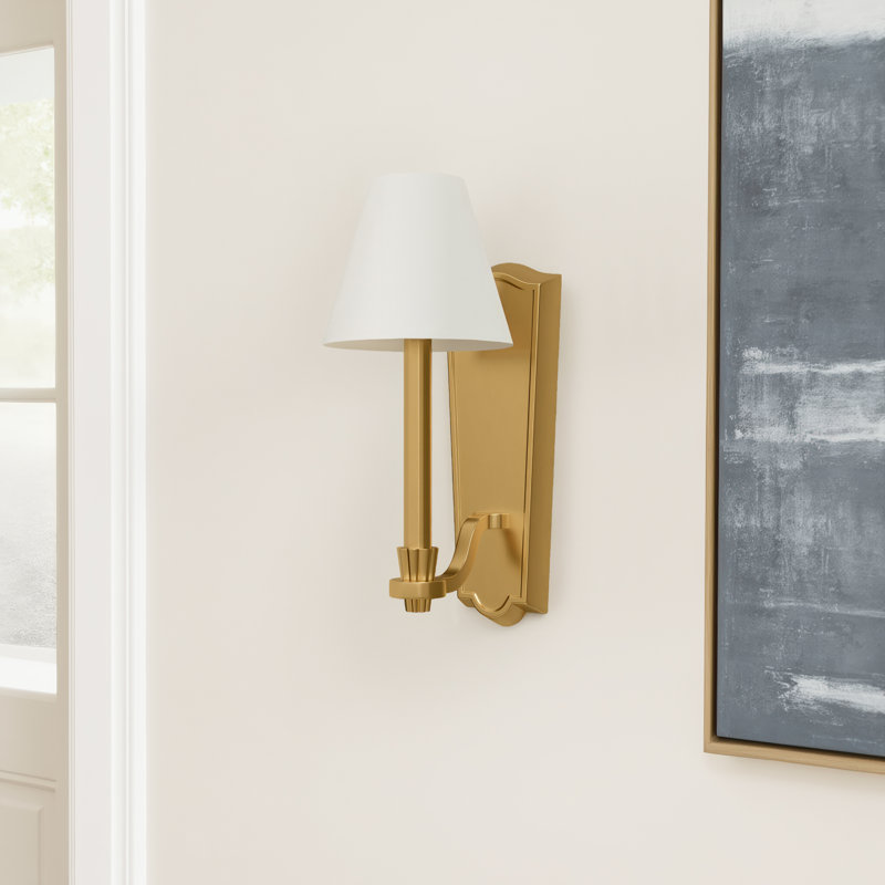 Steel Armed Sconce, Burnished Brass