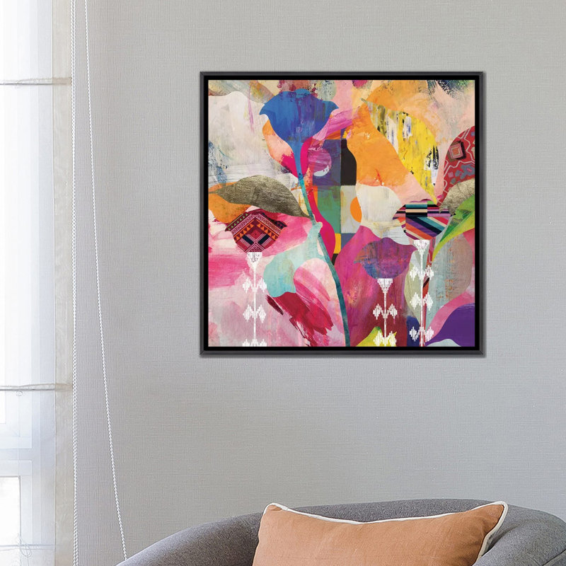 «Lea Dem Alone Floral» par Nikki Chu - impression, Encadrement noir décoloré, H 26 po x l 26 po x P 1,5 po