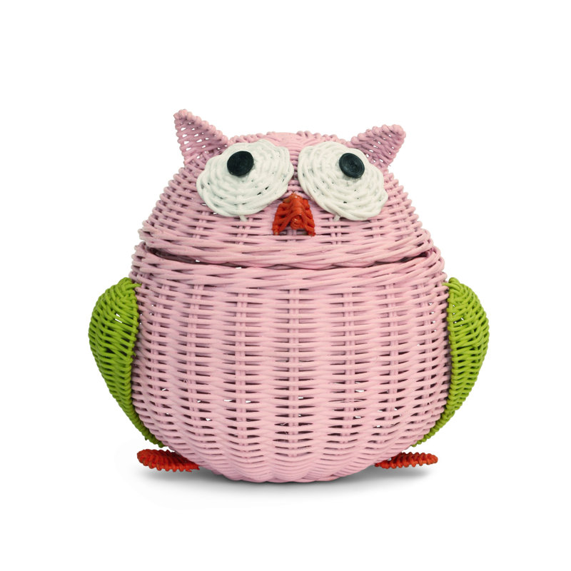 Millwood Pines Rattan Decorative Basket, Pink, 7" H x 6.5" W x 5.5" D