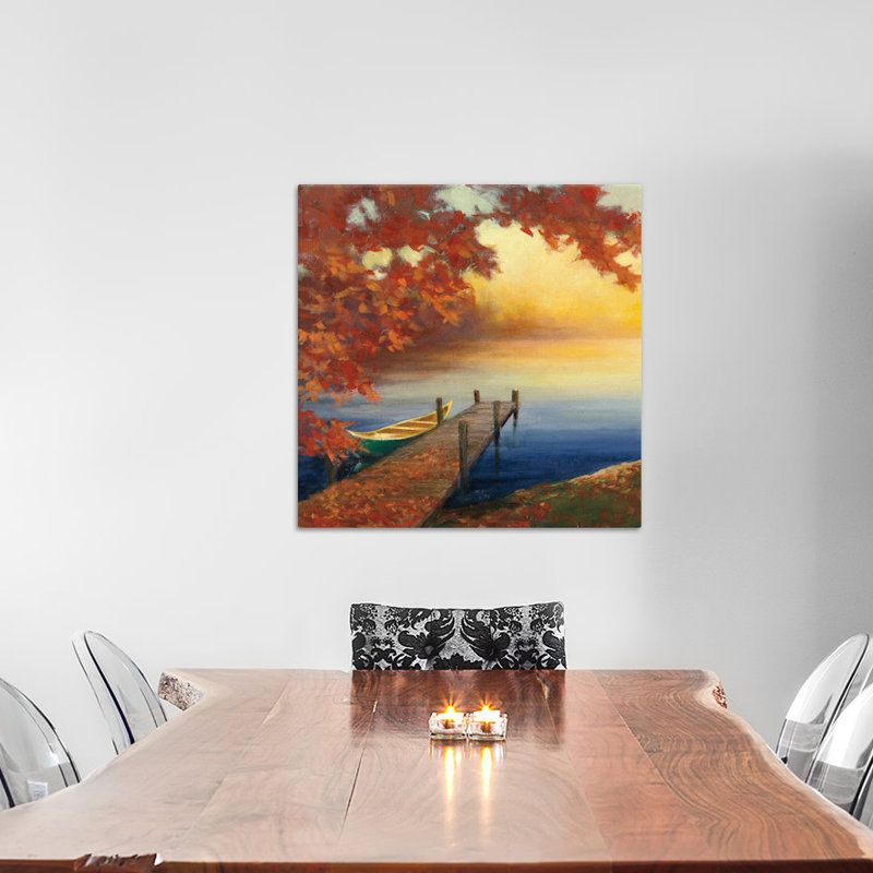 Reproduction d'art sur toile tendue Autumn Glow III, H 12 po x l 12 po x P 0,75 po, Pas de tapis, Toile tendue