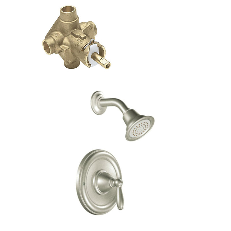 Brantford Shower Faucet with Rough-in Valve and Posi-Temp, Brushed Nickel